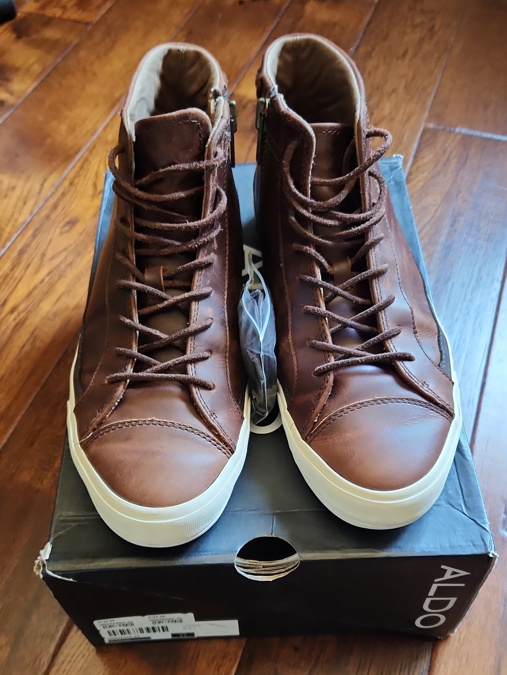 Men's Aldo Brown High-Top Leather Sneakers